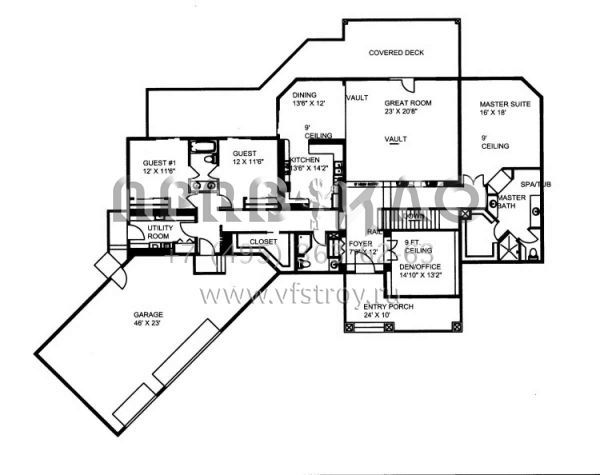 Проект одноэтажного дома с гаражом на три и более машин в скандинавском стиле S5-633 (039-00546)