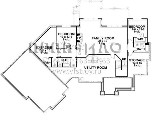 Проект одноэтажного дома с гаражом на три и более машин в американском стиле S5-268 (098-00279)