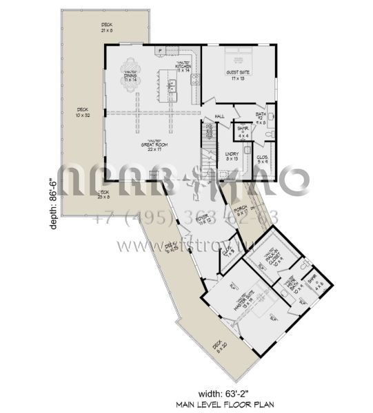 Проект двухэтажного дома без гаража в стиле Шале S5-223 (940-00768)