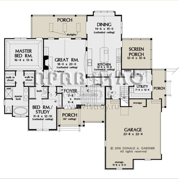 Проект одноэтажного дома с гаражом на две машины в стиле Ранчо S5-275 (2865-00191)