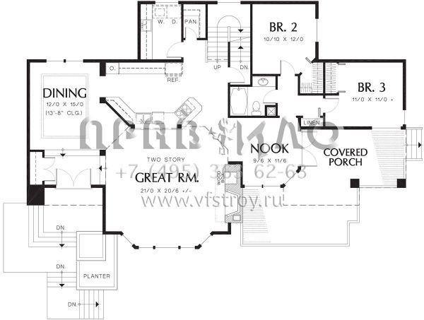 Проект двухэтажного дома с гаражом на три и более машин в стиле Ранчо S5-248 (2559-00301)