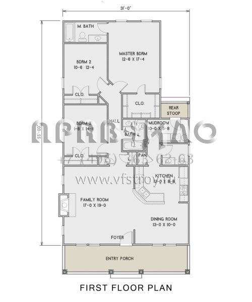 Проект одноэтажного дома без гаража в стиле Ранчо S5-143 (4351-00035)
