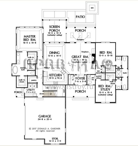 Проект одноэтажного дома с гаражом на две машины в американском стиле S5-211 (2865-00216)