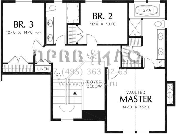 Проект двухэтажного дома с гаражом на две машины в стиле Ранчо S5-205 (2559-00375)