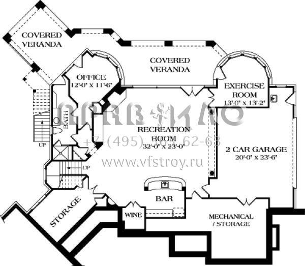 Проект двухэтажного дома с гаражом на три и более машин в английском стиле S5-542 (3323-00441)