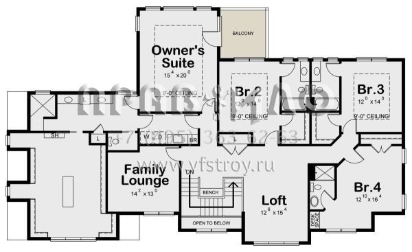 Проект двухэтажного дома с гаражом на две машины в американском стиле S5-404 (402-01578)