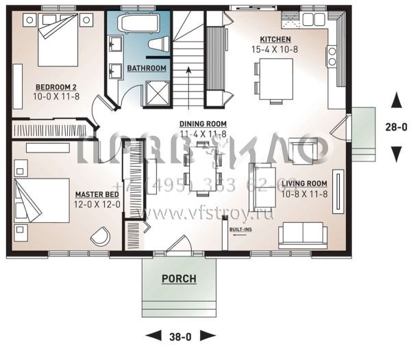 Проект одноэтажного дома без гаража в английском стиле S5-99 (034-00269)