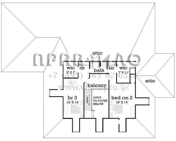 Проект двухэтажного дома с гаражом на три и более машин в стиле Ранчо S5-372 (048-00245)