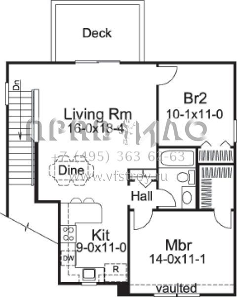 Проект двухэтажного дома с гаражом на три и более машин в стиле Ранчо S5-86 (5633-00086)