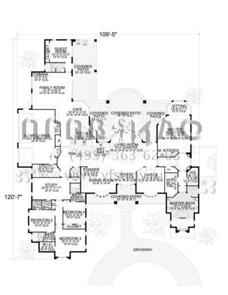 Проект одноэтажного дома с гаражом на три и более машин в стиле Ранчо S5-494 (168-00033)