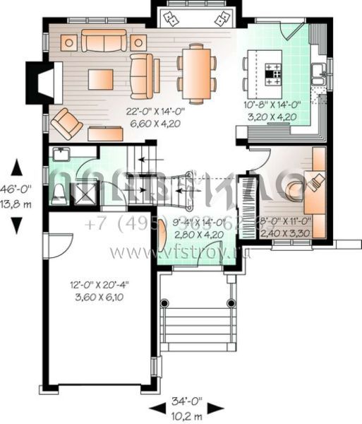 Проект двухэтажного дома с гаражом на одну машину в английском стиле S5-164 (034-00753)