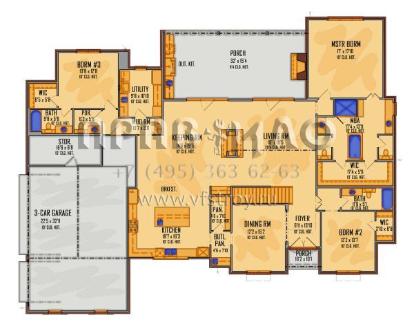 Проект двухэтажного дома с гаражом на три и более машин в английском стиле S5-359 (5995-00023)