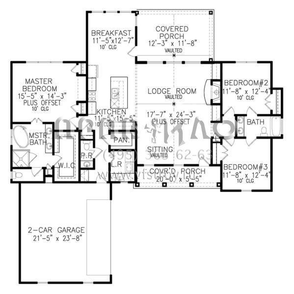 Проект одноэтажного дома с гаражом на две машины в стиле Ранчо S5-179 (699-00056)