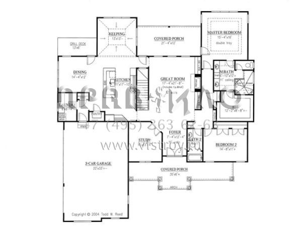 Проект одноэтажного дома с гаражом на три и более машин в стиле Ранчо S5-322 (286-00012)