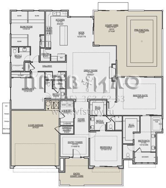 Проект одноэтажного дома с гаражом на две машины в современном стиле S5-243 (7306-00028)