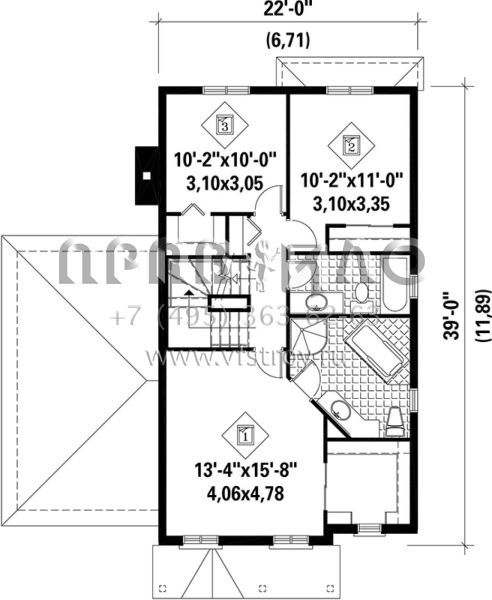 Проект трехэтажного дома с гаражом на одну машину в английском стиле S5-190 (6146-00166)