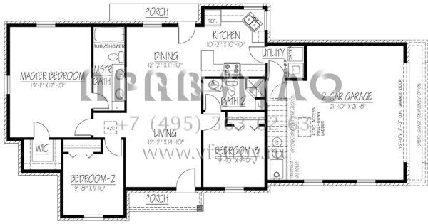Проект одноэтажного дома с гаражом на две машины в стиле Ранчо S5-117 (1754-00016)