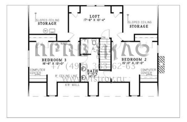 Проект двухэтажного дома с гаражом на две машины в стиле Ранчо S5-284 (110-00472)