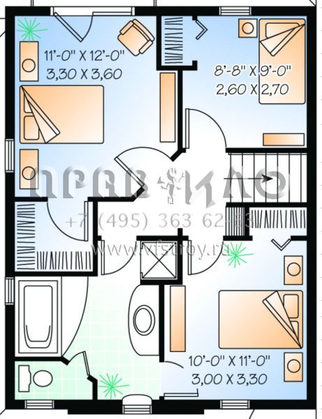 Проект двухэтажного дома с гаражом на одну машину в стиле Ранчо S5-121 (034-00094)