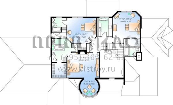 Проект двухэтажного дома с гаражом на три и более машин в английском стиле S5-359 (034-00834)