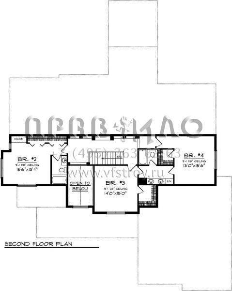 Проект двухэтажного дома с гаражом на три и более машин в стиле Ранчо S5-366 (1020-00221)