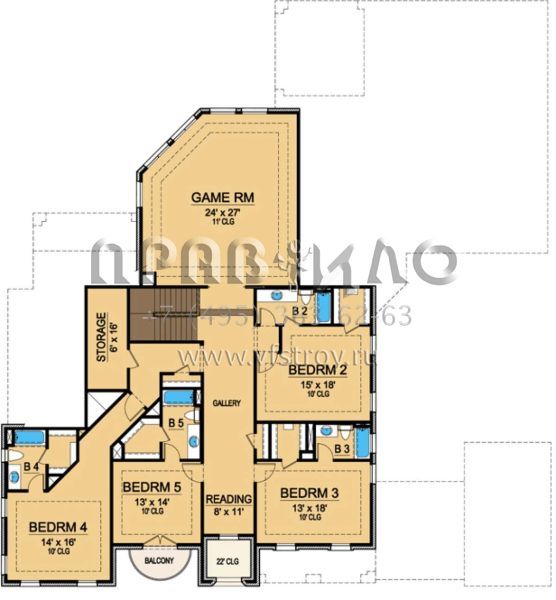 Проект двухэтажного дома с гаражом на три и более машин в современном стиле S5-648 (5445-00113)