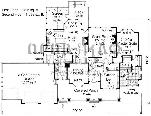 Проект двухэтажного дома с гаражом на три и более машин в американском стиле S5-328 (098-00200)