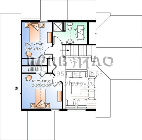 Проект одноэтажного дома без гаража в американском стиле S5-156 (034-00885)
