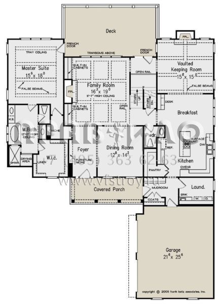 Проект двухэтажного дома с гаражом на две машины в стиле Ранчо S5-316 (8594-00278)