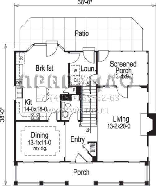 Проект двухэтажного дома с гаражом на две машины в стиле Ранчо S5-190 (5633-00141)