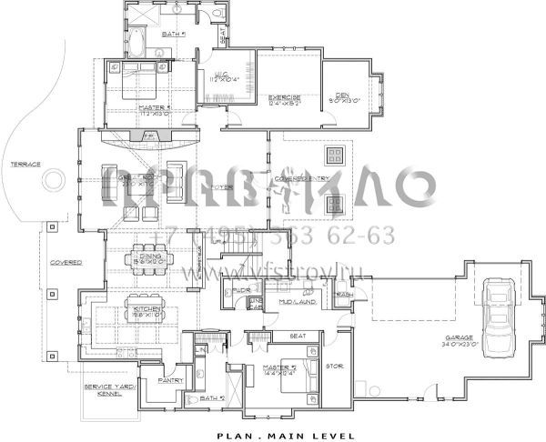 Проект двухэтажного дома с гаражом на три и более машин в стиле Шале S5-461 (5829-00025)
