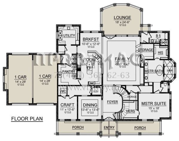 Проект двухэтажного дома с гаражом на две машины в американском стиле S5-453 (5445-00366)