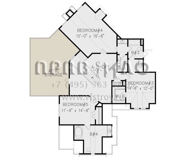 Проект двухэтажного дома с гаражом на три и более машин в стиле Ранчо S5-365 (699-00181)