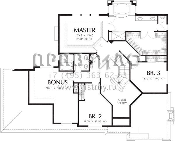 Проект двухэтажного дома с гаражом на три и более машин в английском стиле S5-251 (2559-00307)