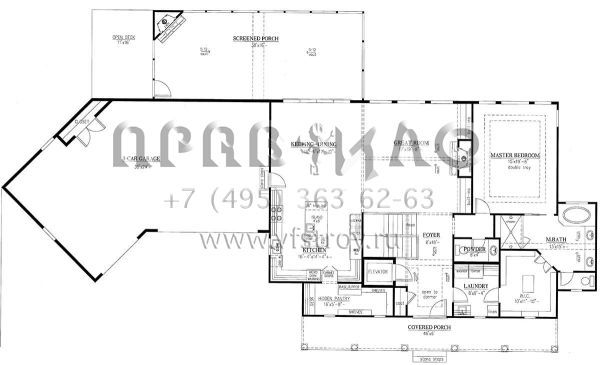 Проект одноэтажного дома с гаражом на три и более машин в стиле Ранчо S5-386 (286-00082)