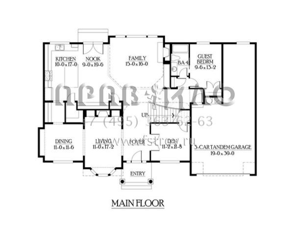 Проект двухэтажного дома с гаражом на три и более машин в американском стиле S5-352 (341-00151)