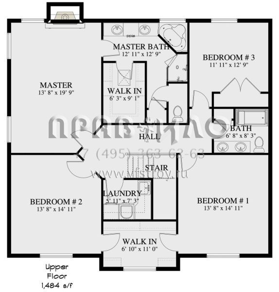 Проект двухэтажного дома с гаражом на три и более машин в стиле Ранчо S5-280 (2802-00057)