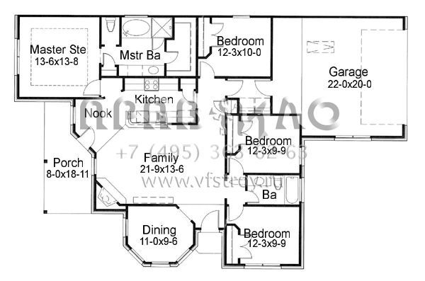 Проект одноэтажного дома с гаражом на две машины в стиле Ранчо S5-140 (9401-00040)