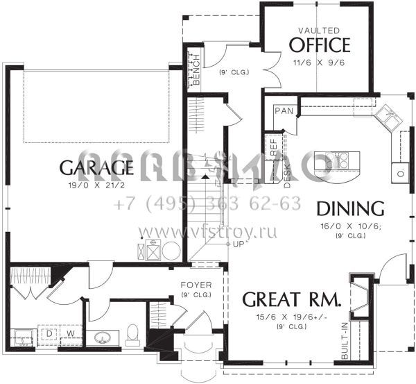Проект двухэтажного дома с гаражом на две машины в стиле Ранчо S5-184 (2559-00189)