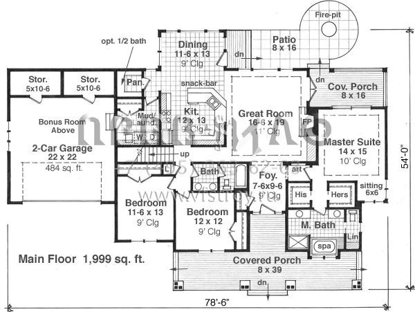 Проект одноэтажного дома с гаражом на две машины в американском стиле S5-186 (098-00267)