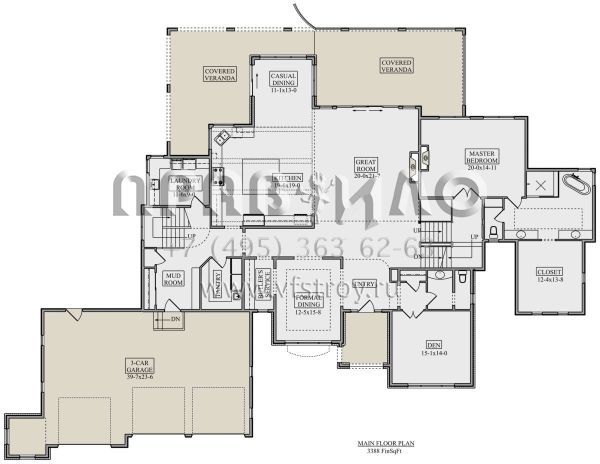 Проект двухэтажного дома с гаражом на три и более машин в американском стиле S5-451 (5631-00114)