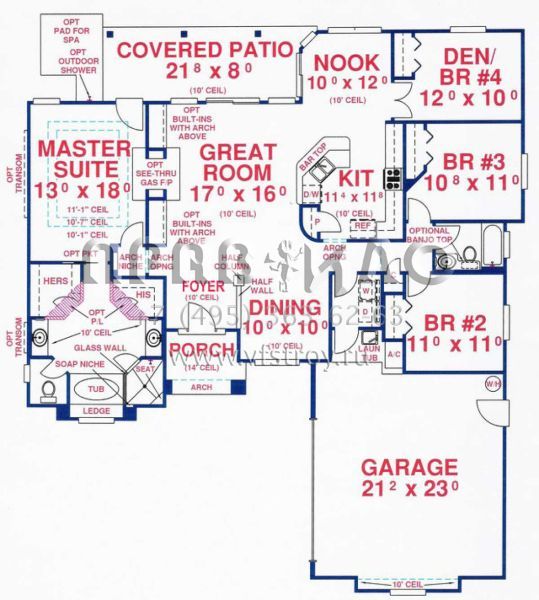 Проект одноэтажного дома с гаражом на две машины в стиле Ранчо S5-175 (4766-00029)