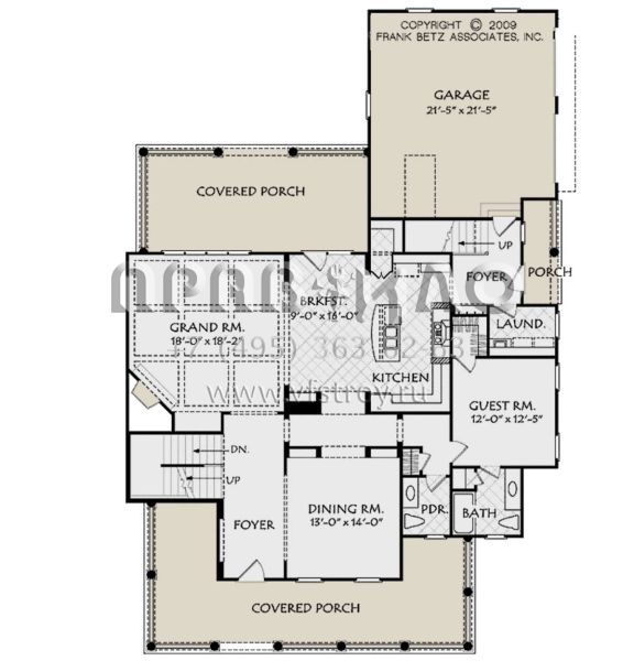 Проект двухэтажного дома с гаражом на две машины в стиле Ранчо S5-292 (8594-00110)