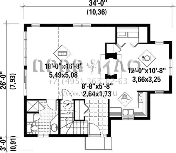 Проект двухэтажного дома без гаража в стиле Шале S5-101 (6146-00075)