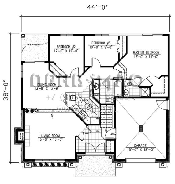 Проект одноэтажного дома с гаражом на одну машину в стиле Ранчо S5-119 (1785-00008)