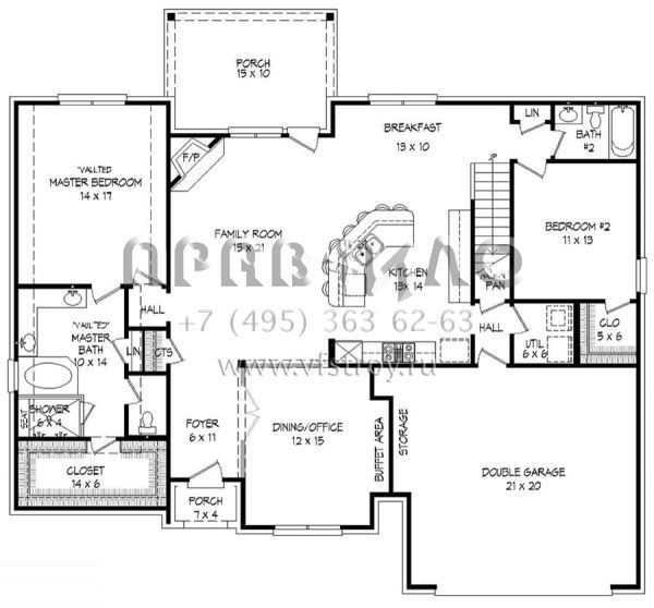 Проект двухэтажного дома с гаражом на две машины в английском стиле S5-280 (940-00037)