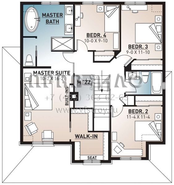 Проект двухэтажного дома с гаражом на одну машину в стиле Ранчо S5-180 (034-00938)