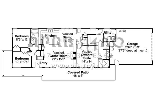 Проект одноэтажного дома с гаражом на две машины в современном стиле S5-158 (035-00689)