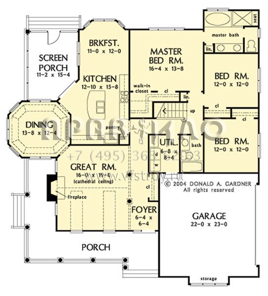 Проект одноэтажного дома с гаражом на две машины в стиле Ранчо S5-180 (2865-00314)
