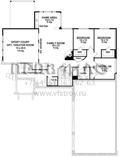 Проект одноэтажного дома с гаражом на три и более машин в американском стиле S5-401 (098-00287)